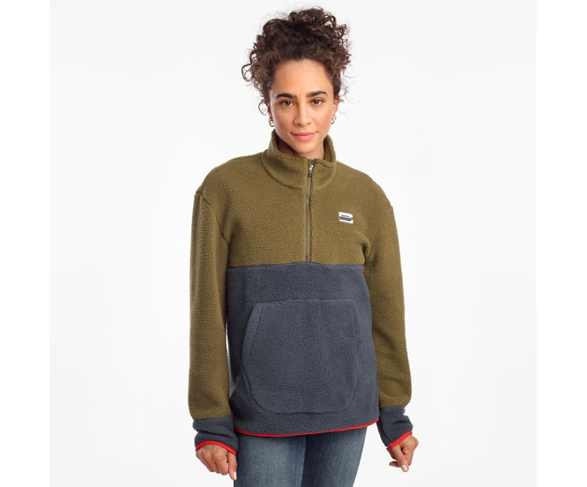 Saucony Fireside Fleece Anorak Women's Jackets Dark Olive | AU 337NWYB